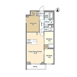 アジールコート練馬中村橋 2階2SLDKの間取り