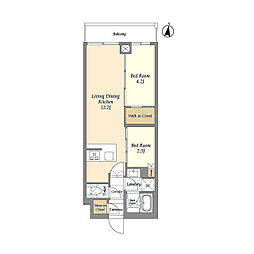 アジールコート練馬中村橋 414 4階2LDKの間取り