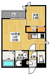 GRANDTIC BIG BIRD II（GR草津南） 1階1LDKの間取り