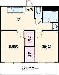 あべにゅうURADOW 2DKの間取図画像
