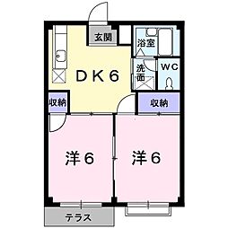 コーポ番水 1階2DKの間取り