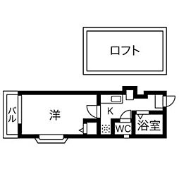 TKロイヤルコーポ 2階1Kの間取り
