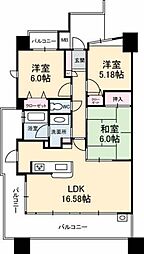 スターアーク牛田新町1201号室 12階3LDKの間取り
