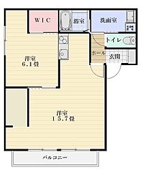 東武小泉線 竜舞駅 徒歩11分の賃貸アパート 2階1LDKの間取り