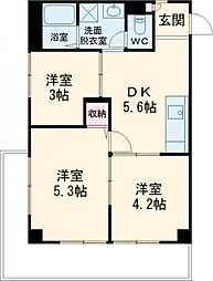 第5菊屋ビル 4E 3階3DKの間取り