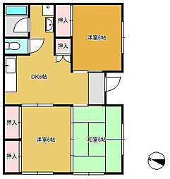 大園ハイツ 3階3DKの間取り