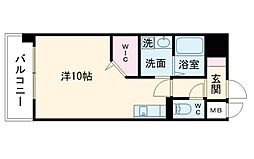 ラ・シック熊本駅前II 5階ワンルームの間取り