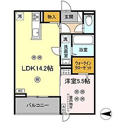ラルゴ白山通り 2階1LDKの間取り