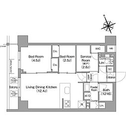 コンフォリア東葛西 4階2SLDKの間取り