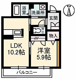 ボヌール 1階1LDKの間取り