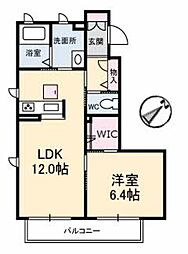 アンビシアA 1LDKの間取図画像