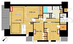 グランカサーレ西明石駅前 15階3LDKの間取り