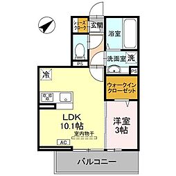 上毛電気鉄道 中央前橋駅 徒歩6分の賃貸アパート 2階1LDKの間取り