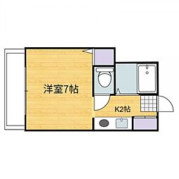 アスティーニ海田南 2階1Kの間取り