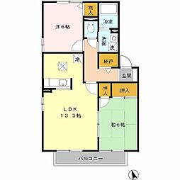 セジュールSAWA 2階2LDKの間取り