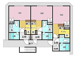 スマートヴィラ　ウノモリ 1階1Kの間取り