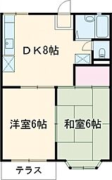 リバーサイドヴィレッジ 1階2DKの間取り