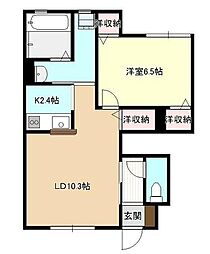 ヴァン　ヴィクトワール 1階1LDKの間取り