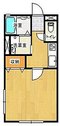 ハイム吉田 2階1Kの間取り