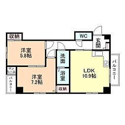 ドルチェ・ヴィータ丸の内 3階2LDKの間取り