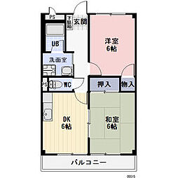 MOON　RIVER　B 1階2DKの間取り