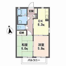 JR東北新幹線 古川駅 バス10分 古川自動車教習センター下車 徒歩5分の賃貸アパート 2階2DKの間取り