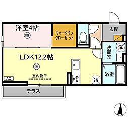 JR常磐線 土浦駅 バス19分 木田余三又下車 徒歩2分の賃貸アパート 1階1LDKの間取り