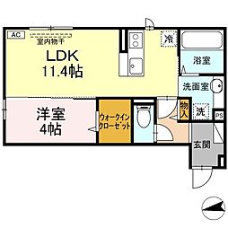 ＲＥＳＵＡ浜田 2階1LDKの間取り