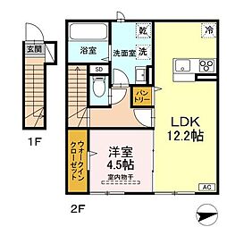 C h a l e u r 2階1LDKの間取り
