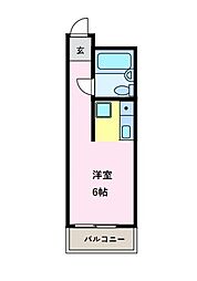 ピュアプレイス 4階ワンルームの間取り