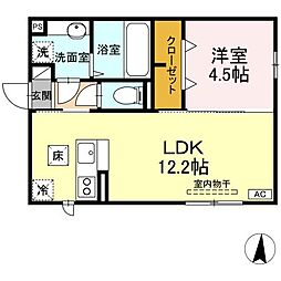 ＲＥＳＵＡ篠田 1階1LDKの間取り