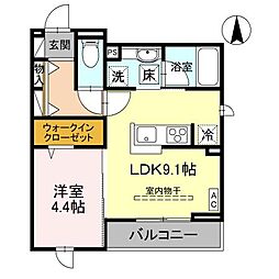D-Grande常盤町 1階1LDKの間取り