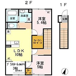 ウィットシバタ 2階2LDKの間取り