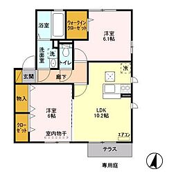 フォーチュンIII 1階2LDKの間取り