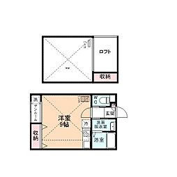 Ｓｍａｒｔ　　Ｓｑｕａｒｅ　Ａ棟 2階ワンルームの間取り