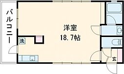 熊本電気鉄道 八景水谷駅 徒歩6分の賃貸アパート 2階ワンルームの間取り