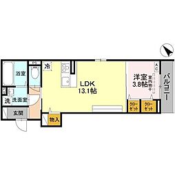 (仮)D-ROOM川端町 1LDKの間取図画像