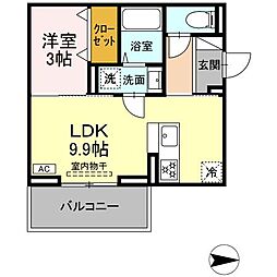 東広島市西条町下見アパート 1LDKの間取図画像