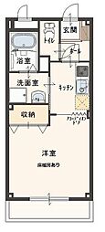 グランミュール 1階1Kの間取り