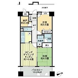 ステイツ四日市 6階2LDKの間取り