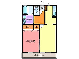 アルル壱番館 2階1LDKの間取り