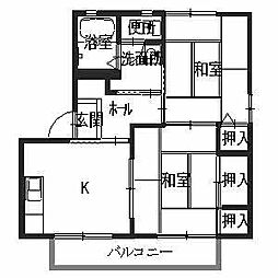 JR福知山線 福知山駅 徒歩7分の賃貸アパート 2階2Kの間取り