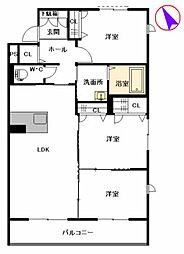 ＭＡＳＴメゾン尾ノ上 3階3LDKの間取り