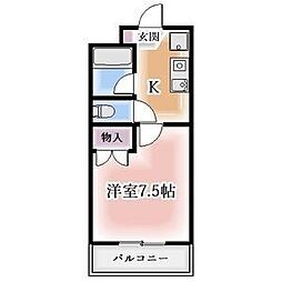 GBII 2階1Kの間取り