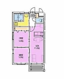 潮見町マンション 2階2LDKの間取り