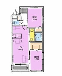 潮見町マンション 4階2LDKの間取り