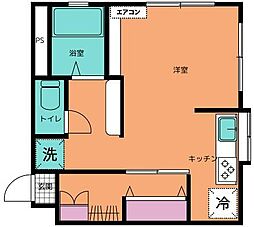 アートマンション 2階1DKの間取り