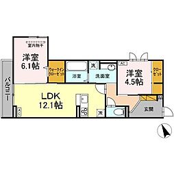 つくばエクスプレス 万博記念公園駅 徒歩24分の賃貸アパート 3階2LDKの間取り