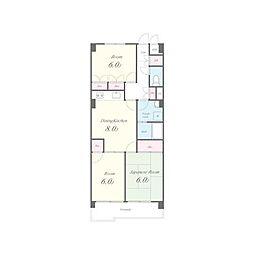 ディラヴェール田柄 3階3DKの間取り