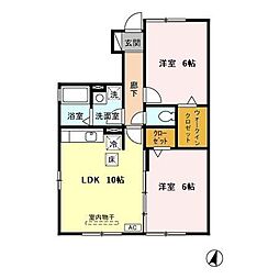 ワイズガーデン　ＡＢＣ 1階2LDKの間取り